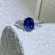Natural Sri Lanka Sapphire Diamond Ring D2.30ct d0.636ct. 18K Royal Blue